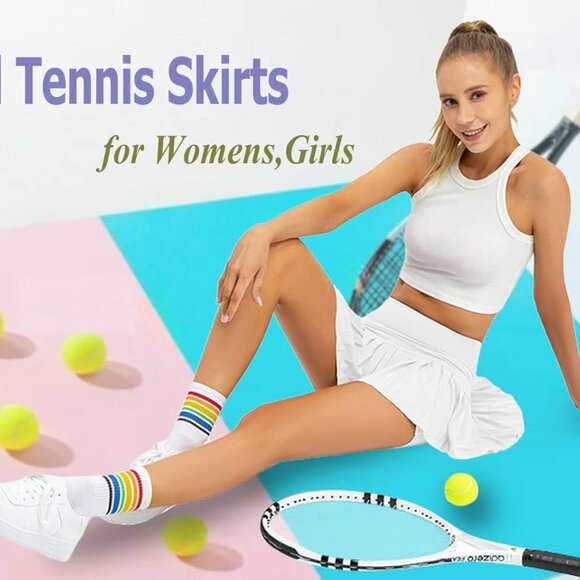 Womens Pleated Tennis Skirts with Shorts High Waisted Mini Skirt Golf Skort Athl - Picture 5 of 8